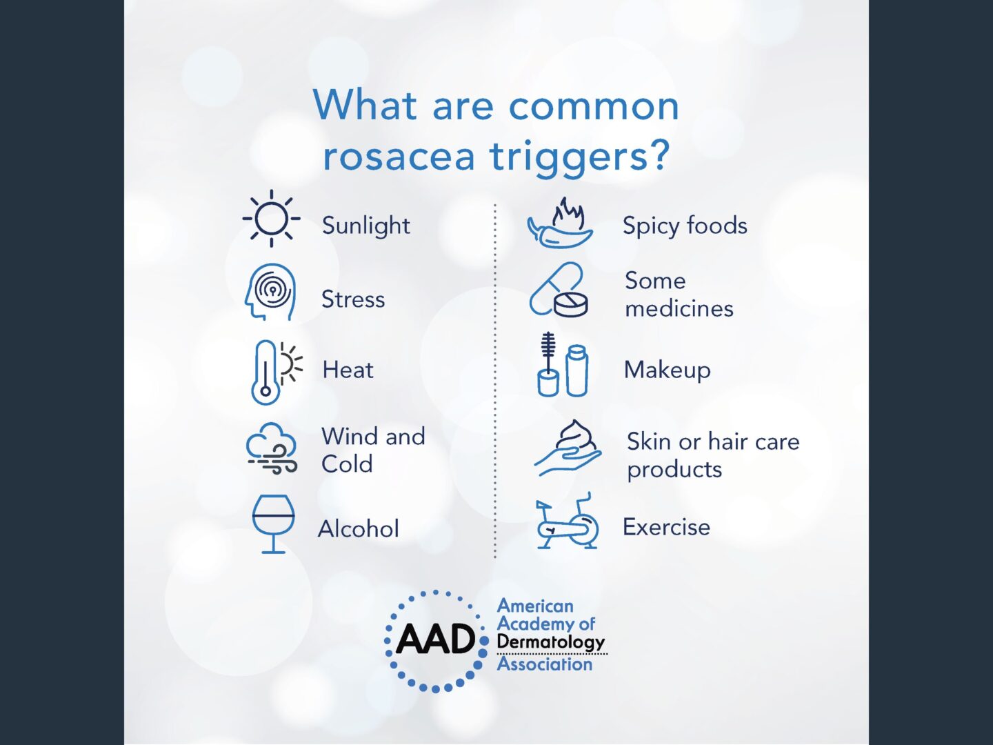 Common Rosacea Triggers, American Academy of Dermatology