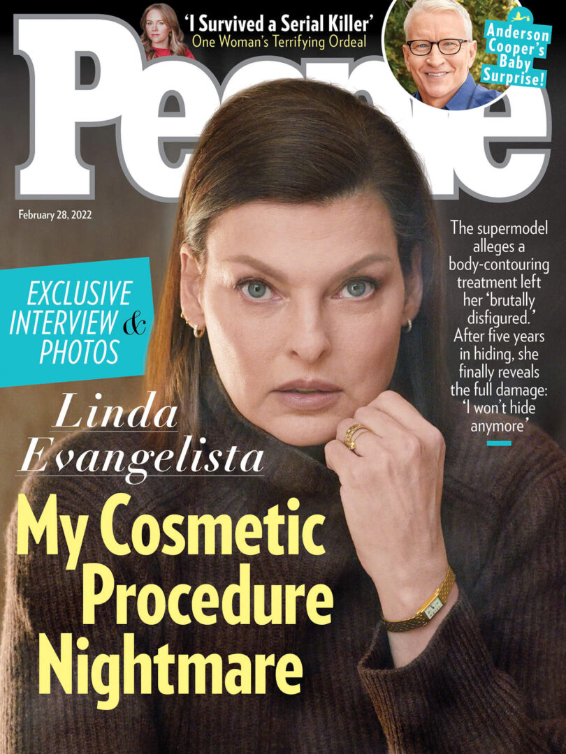 A People magazine cover of Linda Evangelista
