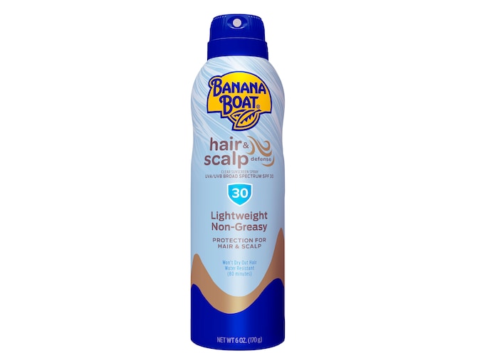 A Banana Boat hair and scalp defense spray can